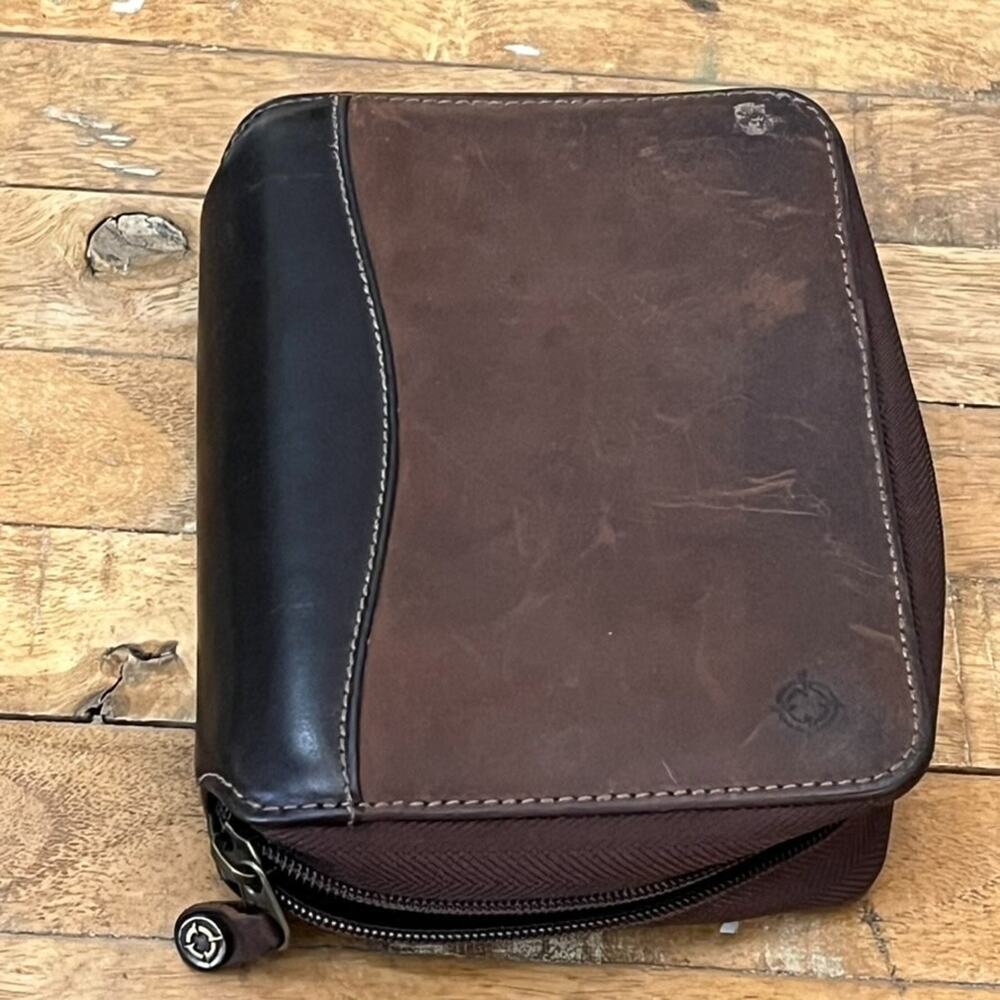 Vintage Franklin Covey Leather Portfolio Planner Folder Zip-Around Closure